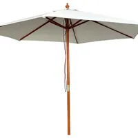 Mojawo Sonnenschirm Marktschirm Gartenschirm Holzgestell Beige Ø2,50m