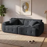 COMHOMA Sofa 2 Sitzer, 180 x 86 x 40 cm Bodensofa, Couch mit Rückenlehne, Kissen und Armlehne, Modernes Stoffsofa für Wohnzimmer, Wohnung, GRAU - Grau