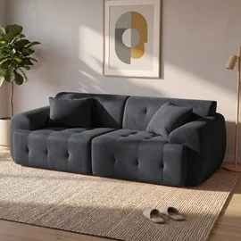 COMHOMA Sofa 2 Sitzer, 180 x 86 x 40 cm Bodensofa, Couch mit Rückenlehne, Kissen und Armlehne, Modernes Stoffsofa für Wohnzimmer, Wohnung, GRAU - Grau