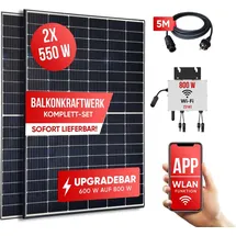 Jet-Line Balkonkraftwerk Solaranlage 1100 W mit Wechselrichter 800/600 W drosselbar