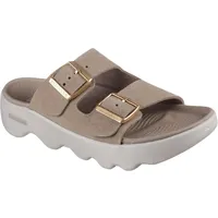 Skechers Damen-Slipper für unterwegs, Massage-Passform, Revive, Doppelschnalle, Dark Taupe, 36 EU - 36 EU