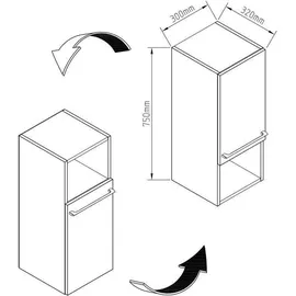 Planetmöbel Astra 60 cm Gold Eiche/Anthrazit mit schwarzem Waschbecken und 2x Midischrank - Grau
