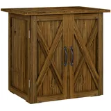 Outsunny Gartenschuppen Holz-Geräteschrank, Doppeltür, Magnetverschlüsse, Braun