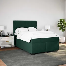 vidaXL Boxspringbett 140 x 200 cm Dunkelgrün