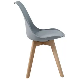Svita MATS 2er Set Esszimmerstühle Küchenstühle Holz Lehne Kunstleder Grau