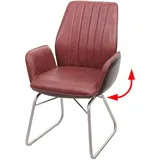 Mendler Esszimmerstuhl HWC-G73, Küchen/Schwingstuhl, Wippfunktion Stoff Kunstleder Edelstahl gebürstet braun Wildlederoptik