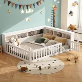 Tagesbett mit Staufach und Steckdose 140 x 200 cm Schlafsofa USB Spanplatte Weiß - Weiß