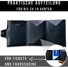 Frentree Slim Wallet mit RFID-Schutz - Geldbörse aus echtem Leder - Mini Geldbeutel mit Münzfach - Echtleder Portemonnaie Karten Kartenetui Klein, Schwarz