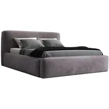 mebloland Polsterbett LUMO 140 x 200 mit Matratze und Bettkasten. Farbe: Grau - Grau