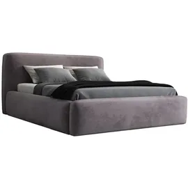 mebloland Polsterbett LUMO 140 x 200 mit Matratze und Bettkasten. Farbe: Grau - Grau