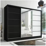 A&J MöbelLand Schiebetürenschrank AURELIA 2 200 x 0 x 0 cm Weiß/Schwarz/Eiche Kraft/gold