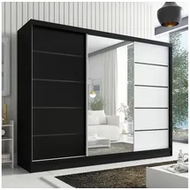 A&J MöbelLand Schiebetürenschrank AURELIA 2 200 x 0 x 0 cm Weiß/Schwarz/Eiche Kraft/gold