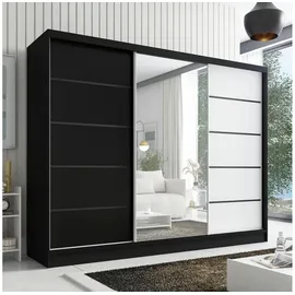A&J MöbelLand Schiebetürenschrank AURELIA 2 200 x 0 x 0 cm Weiß/Schwarz/Eiche Kraft/gold