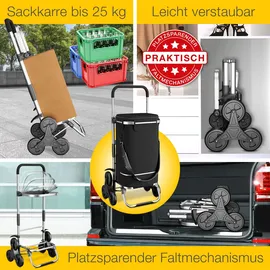 eloneo Einkaufstrolley Treppensteiger schwarz 43 l