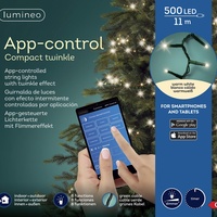 Lumineo LED-Lichterkette Compact, warmweiß, 8 Funktionen, appgesteuert, 500 LEDs, 11m