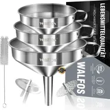 luxuskollektion Walfos Edelstahl Trichter Set 3er Pack mit 2 Siebfilter und Reinigungsbürste