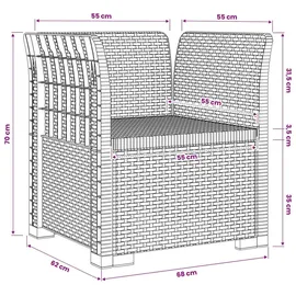 vidaXL 1-Sitzer Sessel Rattan-Look PP Hellgrau