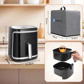 Aigostar - XXL-Luftfritteuse mit Staubschutz, 7 l Air Fryer, 1900 W und Warmhaltefunktion, Rezeptbuch im Lieferumfang enthalten, LED-Touch-Panel, doppelte