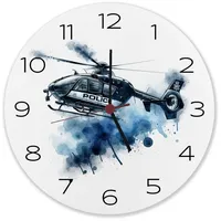 Speecheese Police Hubschrauber Wanduhr aus Alu Polizei Einsatz Fluggerät