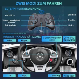 aiyaplay 12 V Kinder Elektroauto, Kinderfahrzeug mit 2,4G Ferbedienung, Elektrofahrzeug mit LED-Scheinwerfern, Sicherheitsgurt, Hupe, Musik, Mercedes SLC 300 Kinderauto für Kinder ab 3 Jahren, Weiß