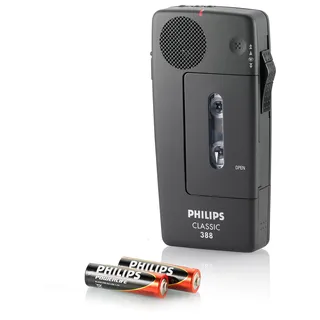 Philips LFH0388 Analoges Mini-Kassetten Diktiergerät 30 Mini-Kassette, Handschlaufe, anthrazit