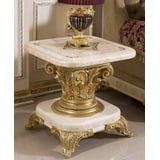 Casa Padrino Beistelltisch Luxus Barock Beistelltisch Weiß / Beige / Gold - Prunkvoller Massivholz Tisch im Barockstil - Barock Möbel - Edel & Prunkvoll