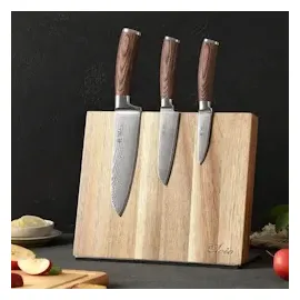 Wakoli EDIB 3er Damastmesserset I Holzbox I 8 – 17cm Klinge I mit Messerblock