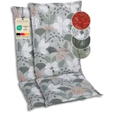 GO-DE Textil Bequeme und attraktive Polsterauflagen für Hochlehner-Gartenstühle (2er-Set, Ginkgoblatt grün, Hochlehner)