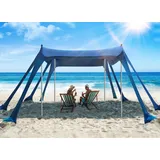 Vibemo Strandzelt, UPF50+ Schutz Sonnenschutz mit 8 Sandsäcken, 3.0 x 3.0 m, inklusive Sandschaufel, Heringe & Stabilitätsstangen, Outdoor Strandüberdachung Pop Up Sonnenschutz für Camping, Angeln