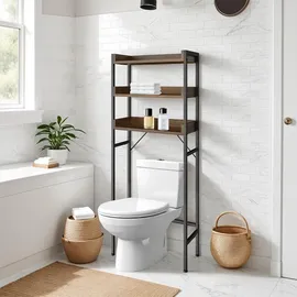 Tectake Badezimmerregal 67x25x165,5 cm dunkel, rustikal