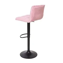 Mendler 2er-Set Barhocker HWC-G87, Tresenhocker Barstuhl, höhenverstellbar ~ Samt rosa, Fuß schwarz