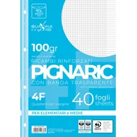 Pigna, Packung mit 40 Blättern mit 4 Löchern, Ablage, verstärkter Seitenstreifen, Blätter mit verstärkten Löchern, Papier 100 gsm, Blätter im Format A4, 21x29,7, 4F, 4 mm Quadrate mit Rand