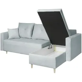 marpur Schlaf-Ecksofa OTTO I 230x145 cm Polstercouch in L-Form mit Schlaffunktion, mit Bettkasten und Kissen, universelle Seite, Stark Stoff ELEMEN... - Grau