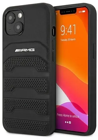 AMG Leather Debossed Lines Case for iPhone 13 mini - Black