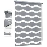 Sekey Doppelrollo Wellen 40 x 130 cm Dunkelgrau