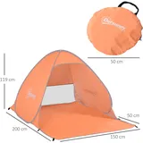 Outsunny Pop-up-strandzelt Für 2–3 Personen Mit Schutzfenstern, Uv-sonnenschutz, 200 X 150 X 119 Cm, Orange