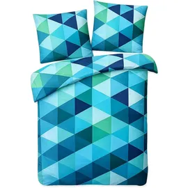 Traumschlaf Nook grafisch Blau 155 x 220 cm + 80 x 80 cm