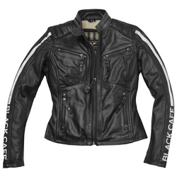 Black-Cafe London Toronto Damen Motorrad Lederjacke, schwarz-weiss, Größe L
