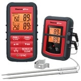 ThermoPro TP08C digitales Küchenthermometer Funk Fleischthermometer mit 2 Fühlern Kochthermometer Ofenthermometer Küchenuhr für BBQ Kochen Grill Ofen