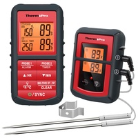 ThermoPro TP08C digitales Küchenthermometer Funk Fleischthermometer mit 2 Fühlern Kochthermometer Ofenthermometer Küchenuhr für BBQ Kochen Grill Ofen