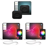 Philips Hue Bundle – 2x Indoor Indirect Hue Flux 3m Lightstrips + Hue Bridge Pro Hub | Kabellose Smart-Beleuchtung, Sprachsteuerung, kompatibel mit Alexa & Google Home