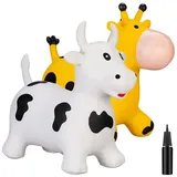 Playtastic 2er-Set aufblasbare Hüpftiere "Kuh" & "Giraffe",für Kinder ab 3 Jahren