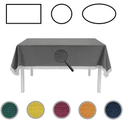 EXKLUSIV HEIMTEXTIL Gartentischdecke mit Fransen Tischdecke Classic 130x160 cm eckig dunkelgrau
