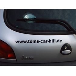  Schriftaufkleber www.toms-car-hifi.de, schwarz 