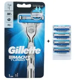 Gillette Mach3 Turbo Rasierer + 4 Rasierklingen im tKh = 5 Klingen als Set