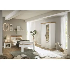 OTTO home Schlafzimmer-Set OTTO HOME "Westminster", weiß, B/H: 90cm x 200cm, Schlafzimmermöbel-Sets, beinhaltet 1 Bett, Kleiderschrank 2-türig und 1 Nachtkommode