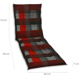 GO-DE Liegenauflage 190 x 60 x 8 cm Rot kariert