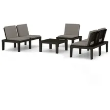 vidaXL 4-tlg. Garten-Lounge-Set mit Kissen Kunststoff Grau