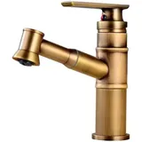 Vintage-badarmatur, Einhebelmischer Mit Ausziehbarer Brause, Waschtischarmatur, Küchenarmatur, Hoher Auslauf, Messing Mumu