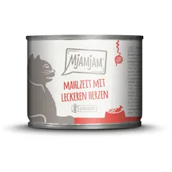 MJAMJAM Leckere Mahlzeit 200g Dose Katzennassfutter 6 x 200 Gramm Mahlzeit mit leckeren Herzen